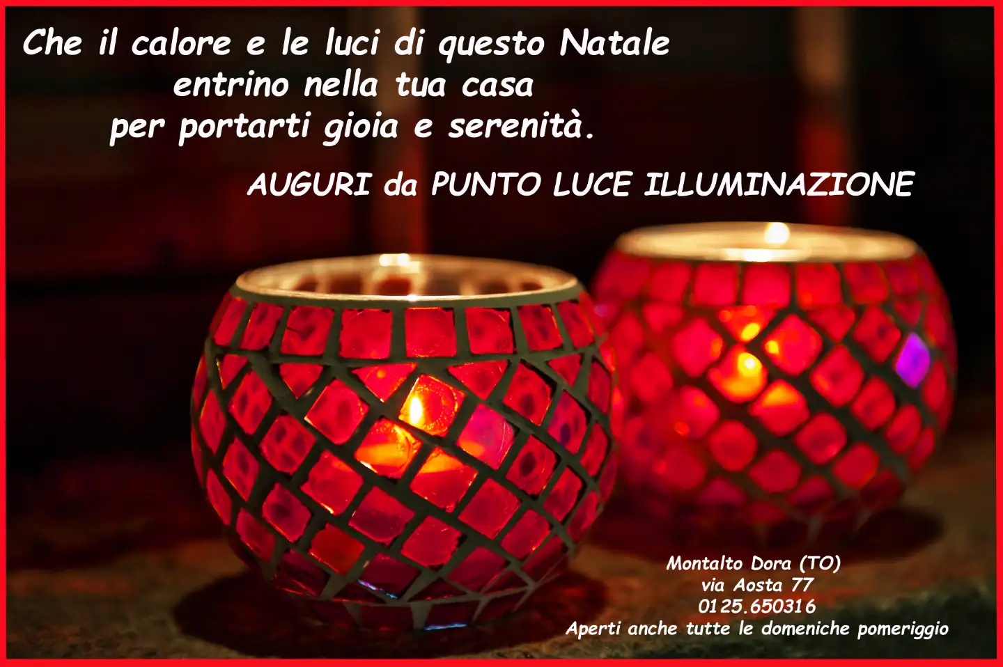 Che il calore e le luci di questo Natale entrino nella tua casa per portarti gioia e serenità
